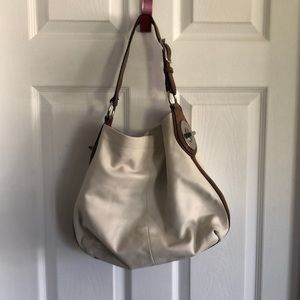 COACH Ivory with brown trim PURSE 13 in X 13 in